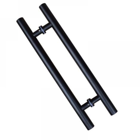 Poignée de porte coulissante, double face en forme de H, poignée de porte battante robuste, noire Longueur 500 mm Espacement des trous 300 mm