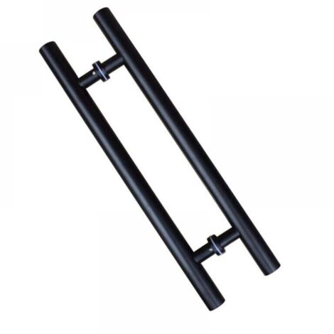 Poignée de porte coulissante, double face en forme de H, poignée de porte battante robuste, noire Longueur 500 mm Espacement des trous 300 mm