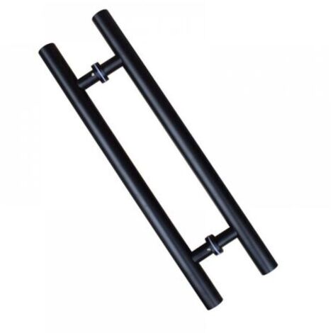 Poignée de porte coulissante, double face en forme de H, poignée de porte battante robuste, noire Longueur 500 mm Espacement des trous 300 mm