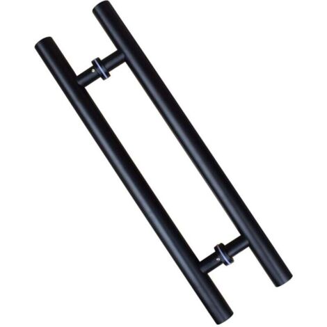 Poignée de porte coulissante, double face en forme de H, poignée de porte battante robuste, noire Longueur 600 mm Espacement des trous 400 mm