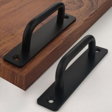 Poignée de porte coulissante en 2 parties, longueur 148 mm, avec plaque arrière, en alliage d'aluminium, adaptée aux meubles, noire, avec vis