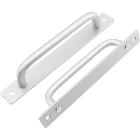 Poignée de porte coulissante en 2 parties, longueur 212 mm, avec plaque arrière, en alliage d'aluminium, adaptée aux meubles, argentée, avec vis