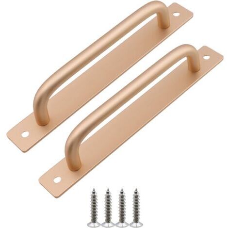 Poignée de porte coulissante en 2 parties, longueur 212 mm, avec plaque arrière, en alliage d'aluminium, adaptée aux meubles, dorée, avec vis