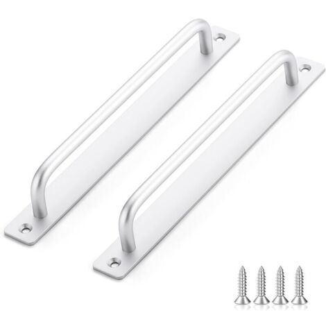 Poignée de porte coulissante en 2 parties, longueur 243 mm, avec plaque arrière, en alliage d'aluminium, adaptée aux meubles, argentée, avec vis