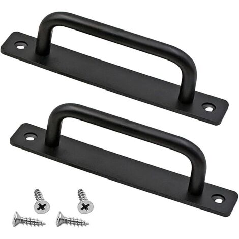Poignée de porte coulissante en 2 parties, longueur 243 mm, avec plaque arrière, en alliage d'aluminium, adaptée aux meubles, noire, avec vis