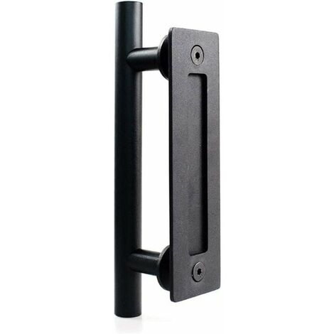Poignée de porte coulissante en acier inoxydable, poignée de porte de grange coulissante - Poignée carrée simple - Noir