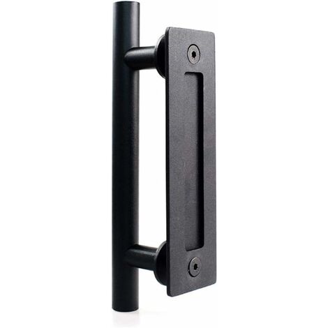 Poignée de porte coulissante en acier inoxydable, poignée de porte de grange coulissante - Poignée ronde simple - Noir