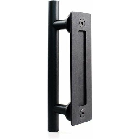 Poignée de porte coulissante en acier inoxydable, poignée de porte de grange coulissante - Poignée ronde simple - Noir