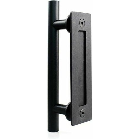 Poignée de porte coulissante en acier inoxydable, poignée de porte de grange coulissante - Poignée ronde simple - Noir