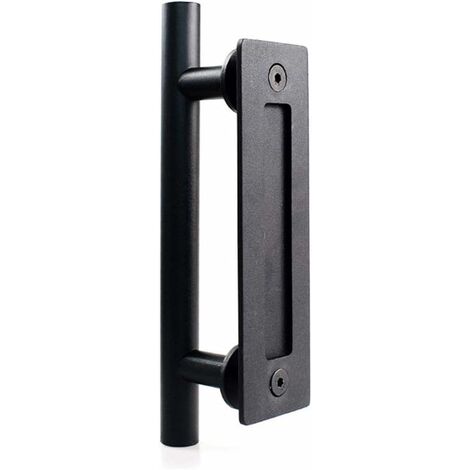 Poignée de porte coulissante en acier inoxydable, poignée de porte de grange coulissante - Poignée ronde simple - Noir,Dolaso