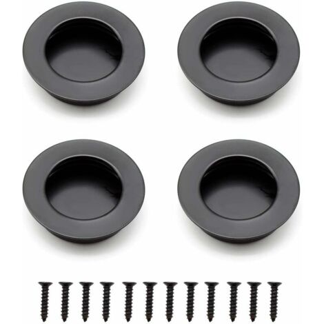 Poignée de porte coulissante encastrée noire en acier inoxydable – 40 mm – Haute résistance à la rouille – Installation facile pour meubles