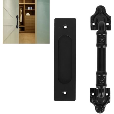 Poignée de porte coulissante noir aluminium double face pour garages portails