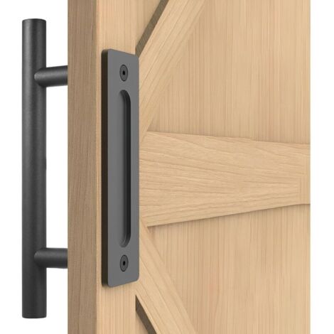 Poignée de Porte Coulissante, Noires Avec Poignée de Porte Coulissante, Grande Taille Rustique, Convient pour Portails, Garages, Armoires,30cm
