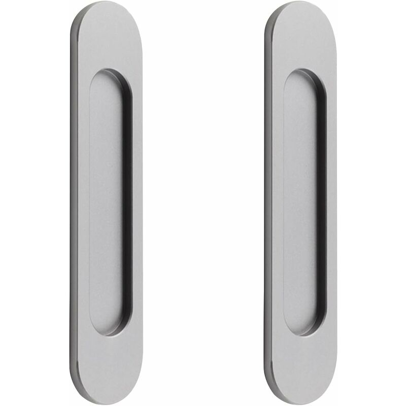Poignée de porte coulissante ovale autocollante, sans poinçon, adaptée aux portes de grange coulissantes, fenêtres, placards (18 cm gris)