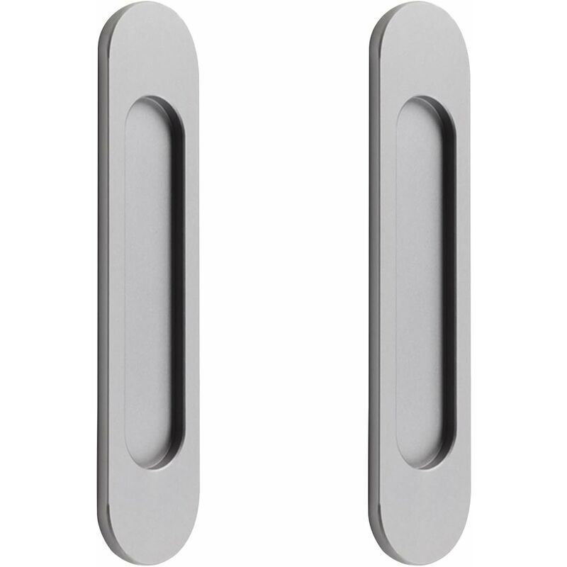 Poignée de porte coulissante ovale autocollante, sans poinçon, adaptée aux portes de grange coulissantes, fenêtres, placards (18 cm gris)