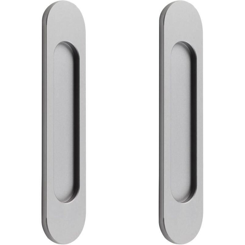 Poignée de porte coulissante ovale autocollante, sans poinçon, adaptée aux portes de grange coulissantes, fenêtres, placards (18 cm gris)