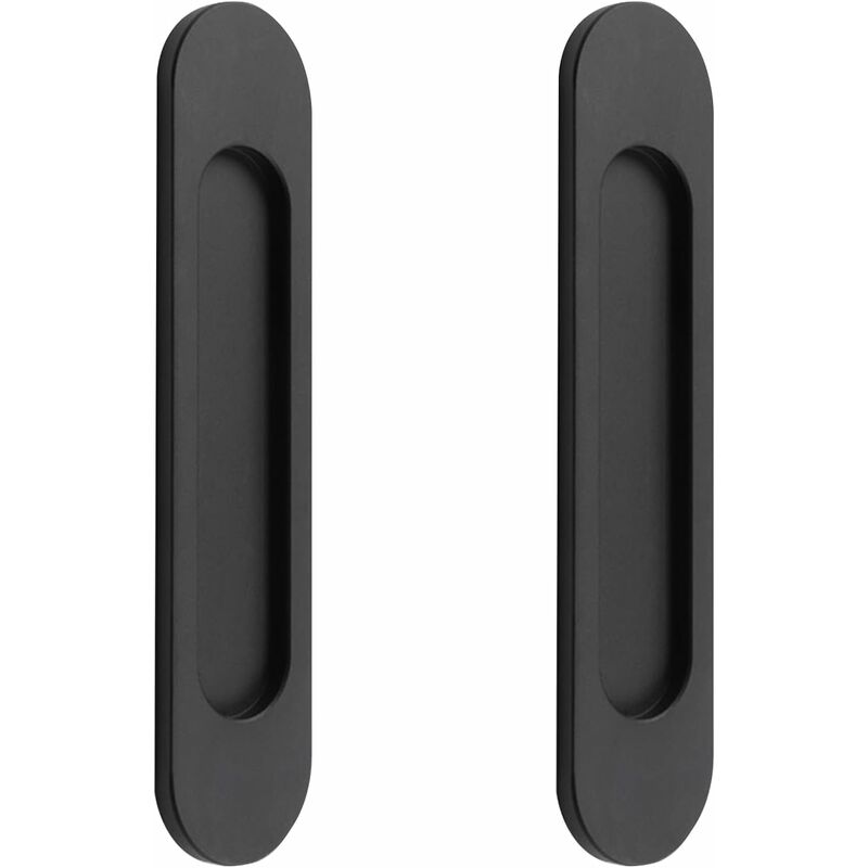 Poignée de porte coulissante ovale autocollante, sans poinçon, adaptée aux portes de grange coulissantes, fenêtres, placards (18 cm noir)