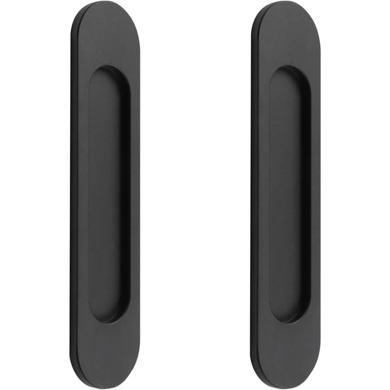 Poignée de porte coulissante ovale autocollante, sans poinçon, adaptée aux portes de grange coulissantes, fenêtres, placards (18 cm noir)