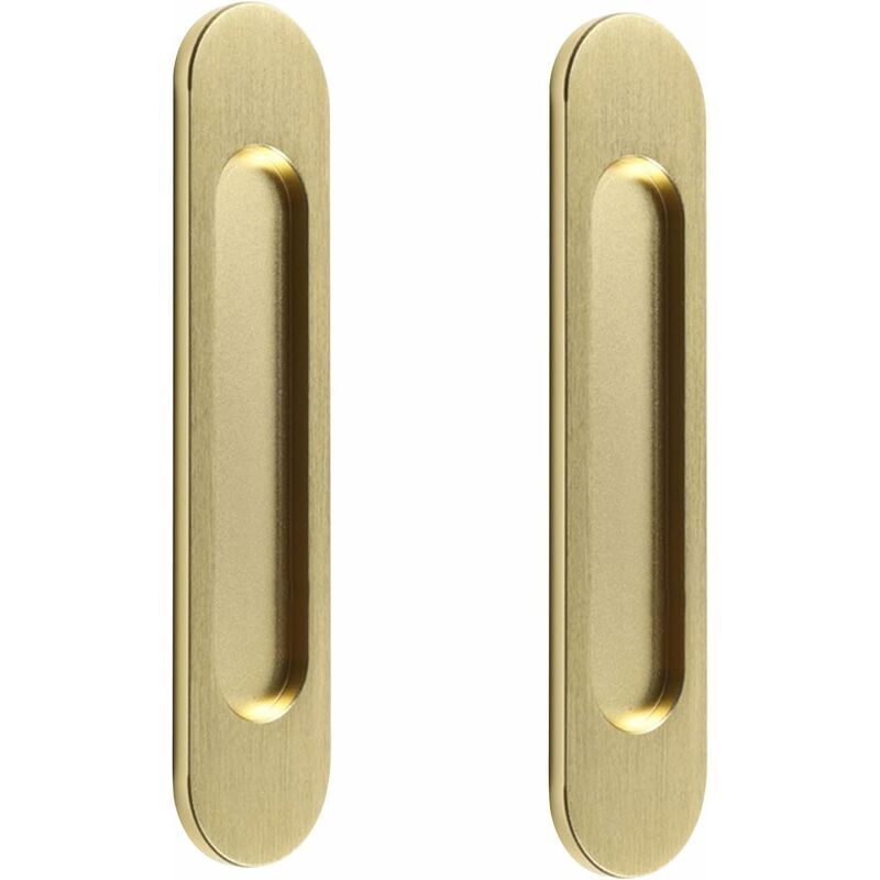 Poignée de porte coulissante ovale autocollante, sans poinçon, adaptée aux portes de grange coulissantes, fenêtres, placards (18 cm Or brossé)