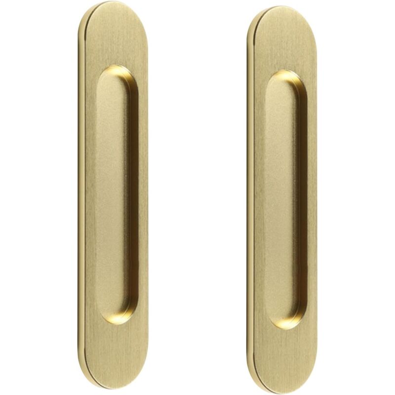 Poignée de porte coulissante ovale autocollante, sans poinçon, adaptée aux portes de grange coulissantes, fenêtres, placards (18 cm Or brossé)