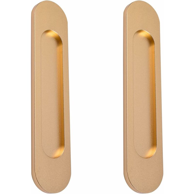 Poignée de porte coulissante ovale autocollante, sans poinçon, adaptée aux portes de grange coulissantes, fenêtres, placards (18 cm Or mat)