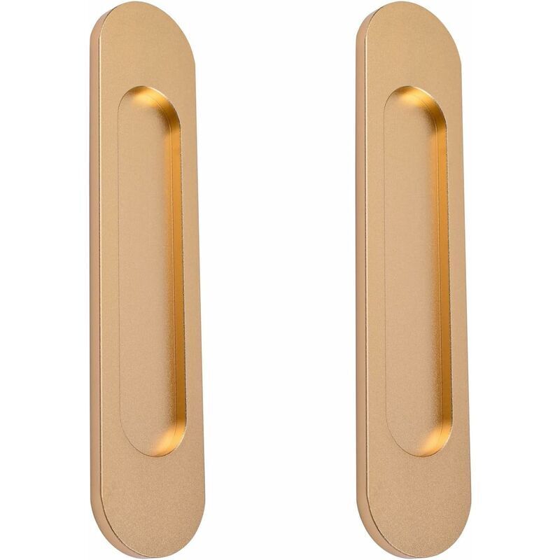 Poignée de porte coulissante ovale autocollante, sans poinçon, adaptée aux portes de grange coulissantes, fenêtres, placards (18 cm Or mat)