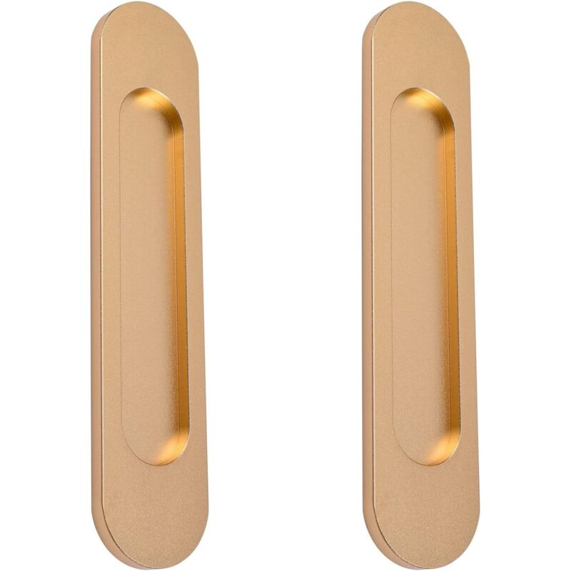 Poignée de porte coulissante ovale autocollante, sans poinçon, adaptée aux portes de grange coulissantes, fenêtres, placards (18 cm Or mat)