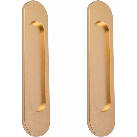 Poignée de porte coulissante ovale autocollante, sans poinçon, adaptée aux portes de grange coulissantes, fenêtres, placards (18 cm Or mat)