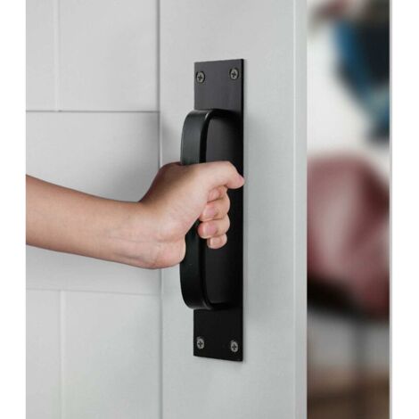 Poignée de Porte Coulissante, Poignée d'armoire de Porte, Poignée Décorative, pour Lourde, Porte Extérieure, Porte Intérieure, Porte de Garage, Placard ( Noir )