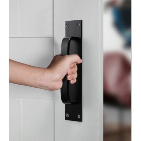 Poignée de Porte Coulissante, Poignée d'armoire de Porte, Poignée Décorative, pour Lourde, Porte Extérieure, Porte Intérieure, Porte de Garage, Placard ( Noir )