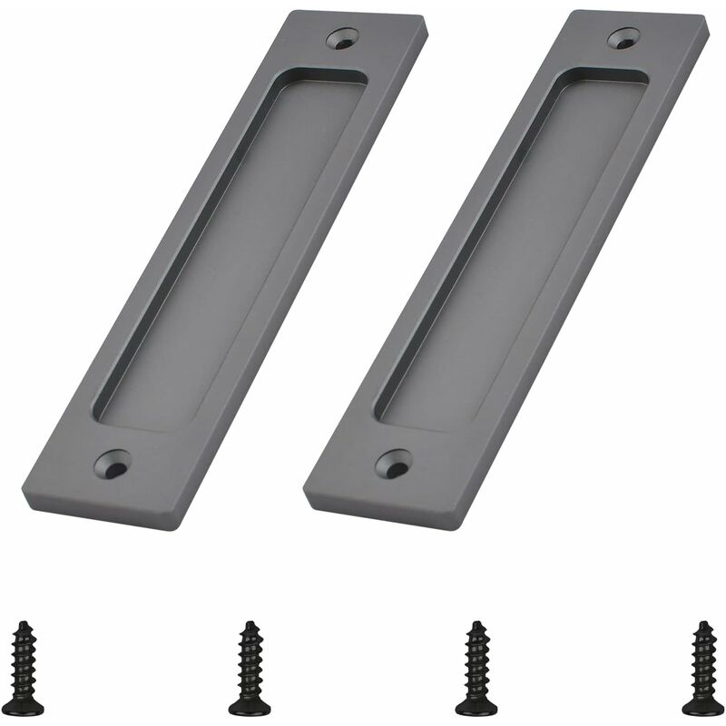 Poignée de porte coulissante rectangulaire, poignée de porte coulissante encastrée en aluminium avec vis de montage, adaptée aux portes coulissantes