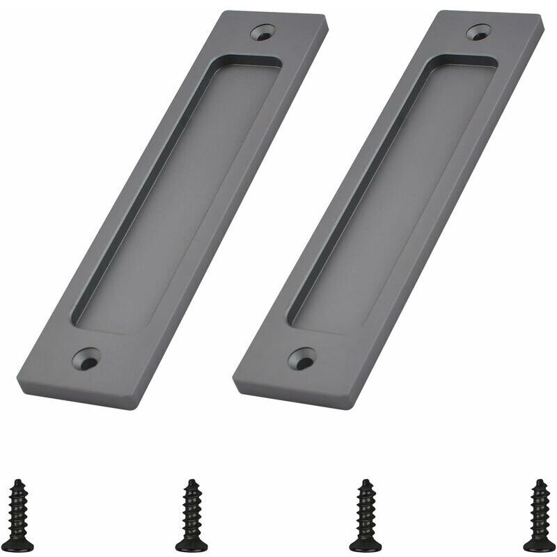 Poignée de porte coulissante rectangulaire, poignée de porte coulissante encastrée en aluminium avec vis de montage, adaptée aux portes coulissantes