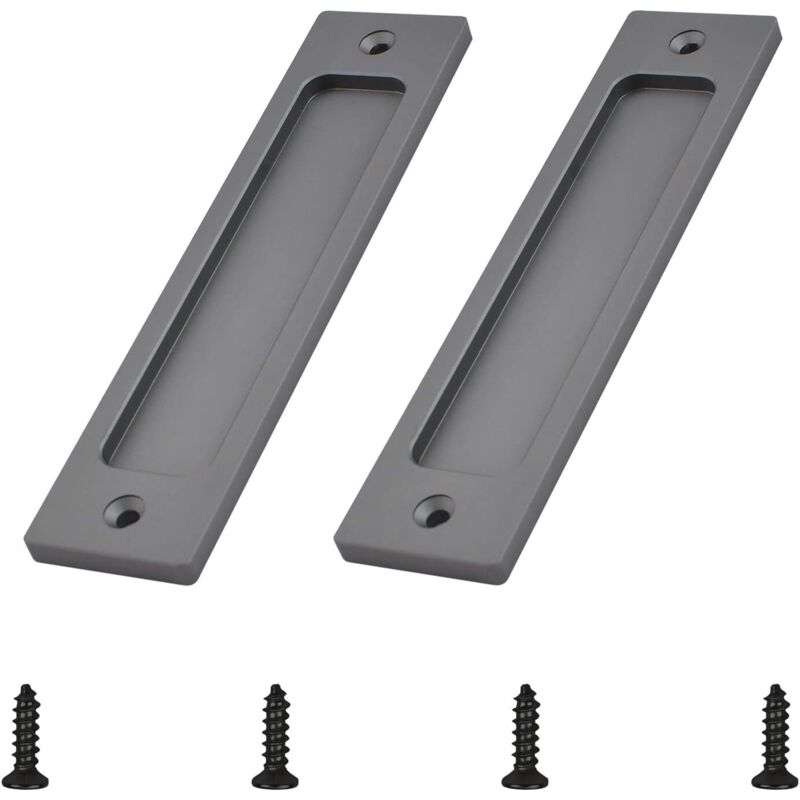 Poignée de porte coulissante rectangulaire, poignée de porte coulissante encastrée en aluminium avec vis de montage, adaptée aux portes coulissantes