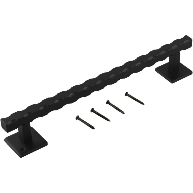Poignée de porte coulissante rustique de 30,5 cm en métal noir de style industriel pour intérieur ou extérieur, armoire, porte de garage