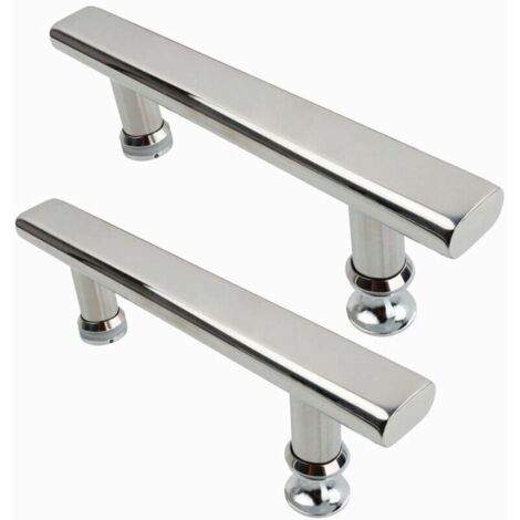 Poignée de porte de douche - acier inoxydable - pour salles de bains et cuisines - entraxe de 145 mm - 2 pièces - argent