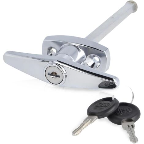 Poignée De Porte De Garage - 1 Unité - Acier Chromé - Serrure À Cylindre - Tige Carrée 8mm - Pour Portail Et Garage