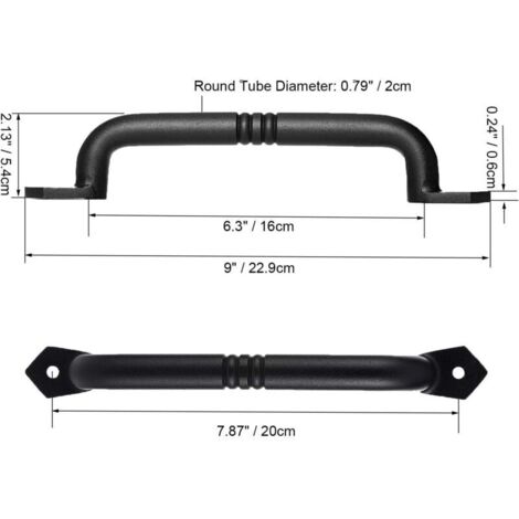 Poignée de porte de grange coulissante en fonte noire robuste pour portail de jardin en bois, abri de jardin, porte d'armoire