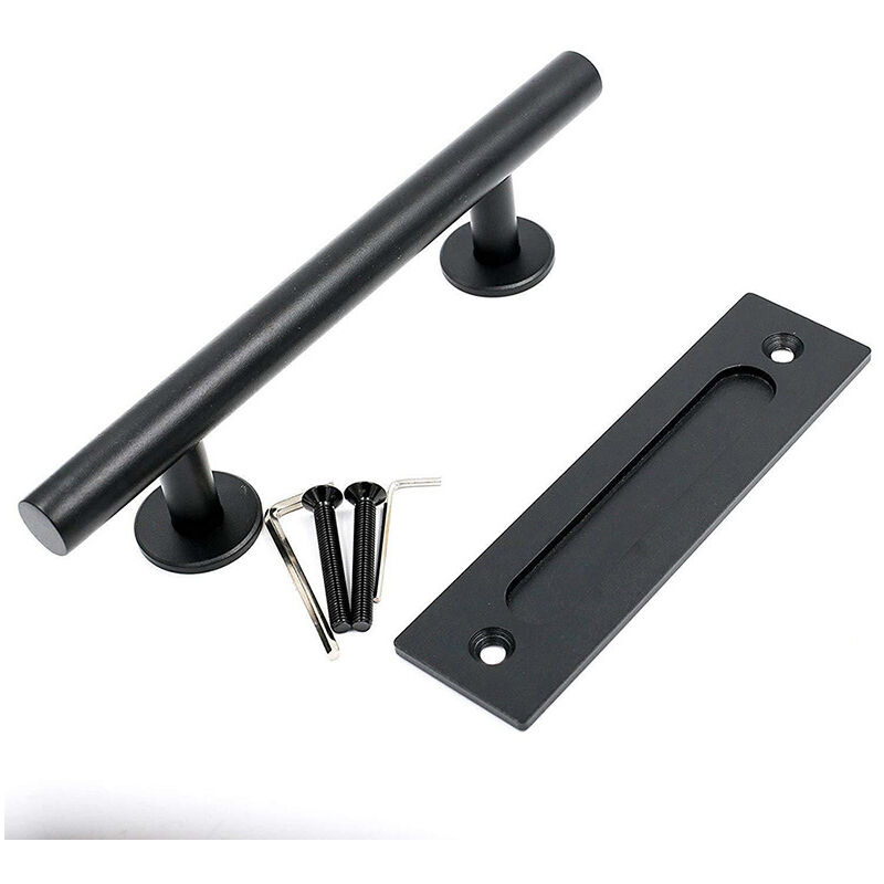 Fei Yu - Poignée de porte de grange noire circulaire double face en bois