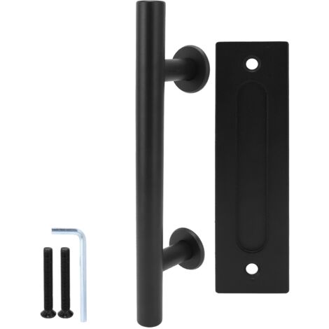 Poignée de porte de grange noire, double porte coulissante, poignée ronde dissimulée pour porte d'armoire