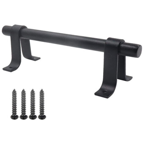 Poignée de Porte de Grange, Poignée de Porte en Acier au Carbone Solide Noir de 200 mm de Long, Poignées de Porte Coulissante pour Placard de Cuisine