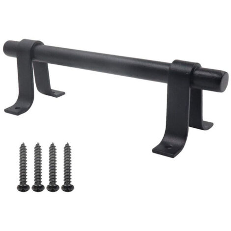Poignée de Porte de Grange, Poignée de Porte en Acier au Carbone Solide Noir de 200 mm de Long, Poignées de Porte Coulissante pour Placard de Cuisine