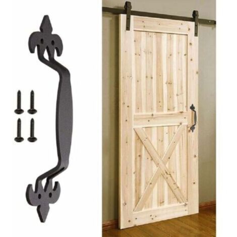 Poignée de porte de grange Poignée de porte en fer noir Poignée de porte coulissante en fonte avec vis
