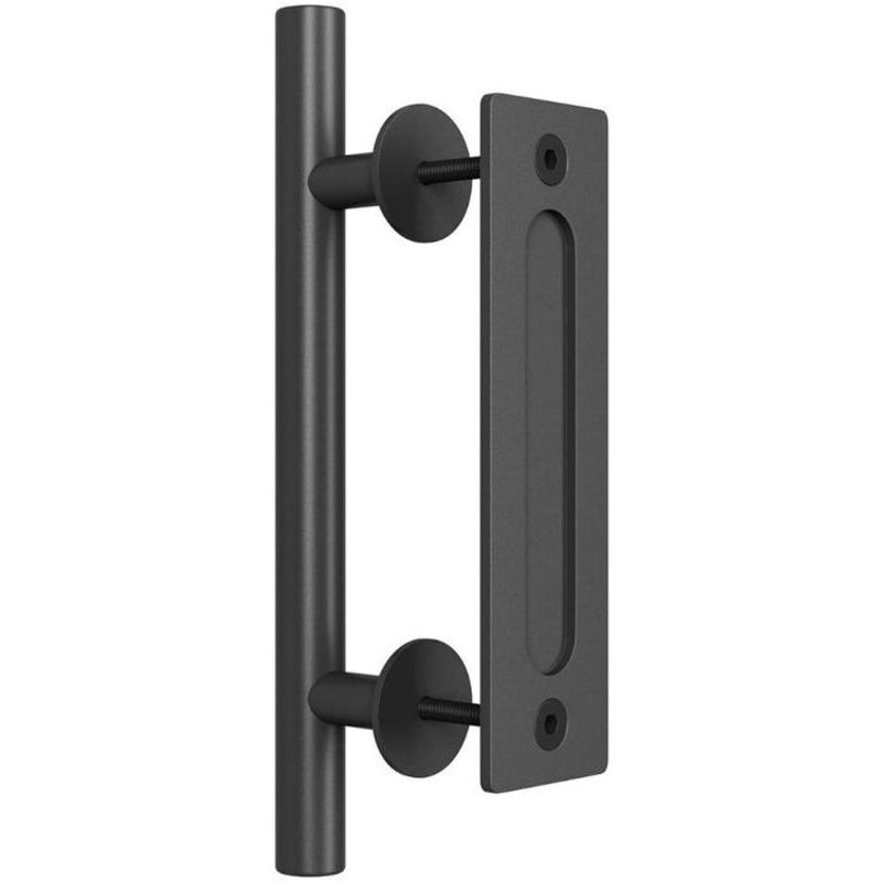 Poignée de porte de grange robuste de 30 cm, design rustique à deux côtés, pour portails, garages, abris de jardin, meubles, ronde, noire
