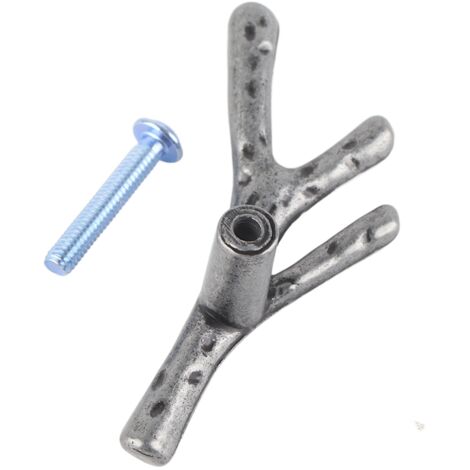 Poignée de porte de meuble en alliage de zinc massif, style simple, en forme de branche d'arbre (68  Argent)