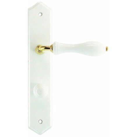 Poignée de porte d'intérieur en bois blanc – Longueur 195 mm – Poignée sur plaque avec condamnation – Élégance traditionnelle – Dt 2000