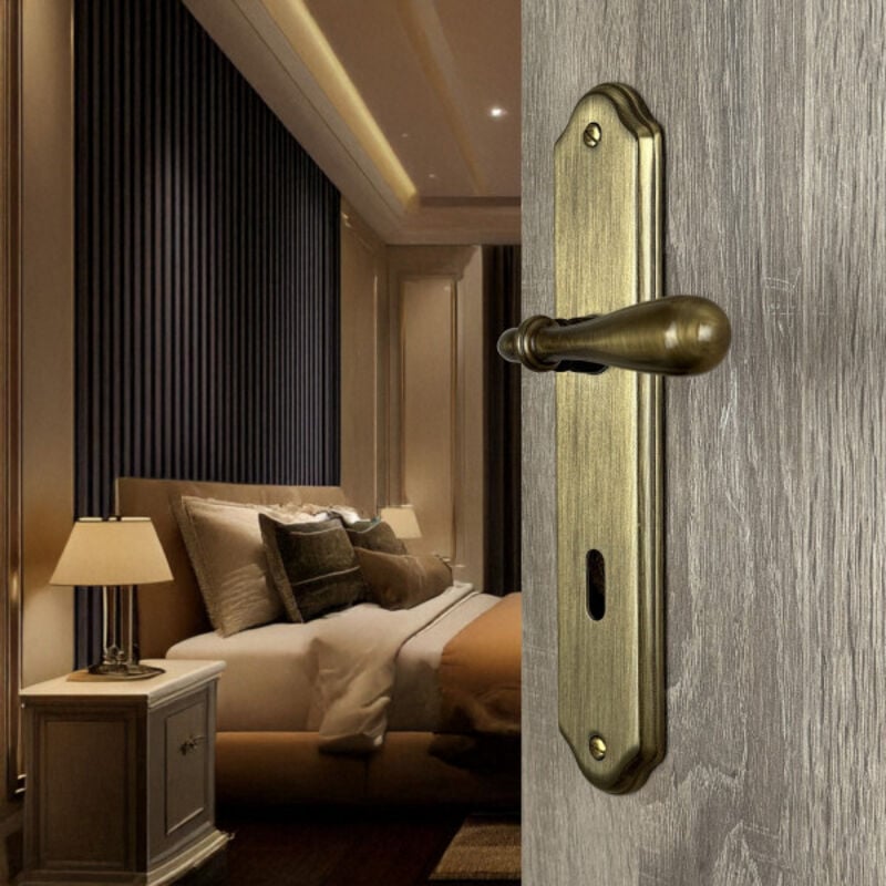 Ouvre&Déco - 2 poignées de porte carina entrée de clé,laiton patiné entraxe 195 mm