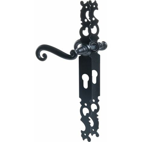 Poignée de porte d'entrée - Indre - Brionne - Noir - Clé I - 195 mm