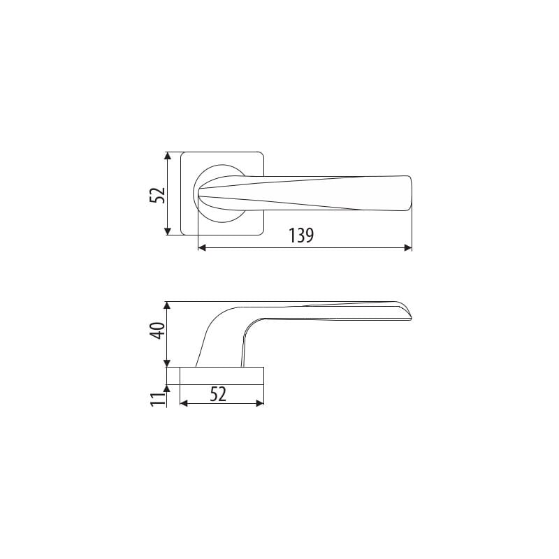 Poignée de porte DH87, Erba, Basic Line, plaque carrée, or antique