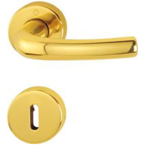 Poignée de porte d'intérieur en laiton poli – Entraxe 8 mm – Épaisseur de porte 37-42 mm – Système de connexion rapide HOPPE - 42KVSGRT