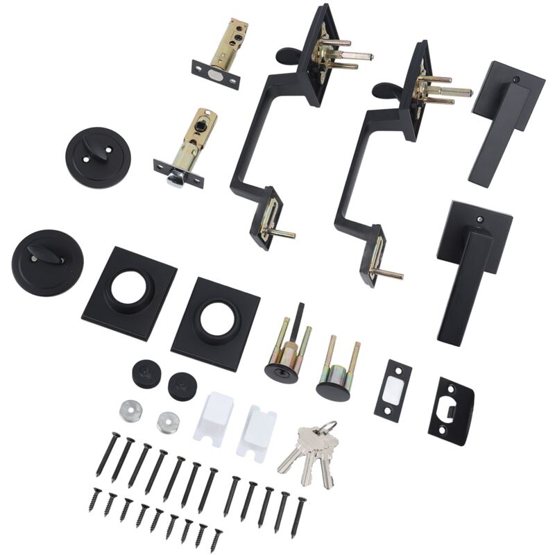 Ineasicer - Poignée de Porte Double Espacement des Trous Ajustable Poignée de Porte Double Carré Moderne Noir